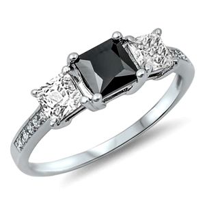 Dainty 925 Three Stone Wedding Engagement Rings